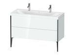 Duravit XViu Waschtisch-Unterschrank XV4713OB285C 120x48cm, 2 Auszüge, ohne Hahnloch, schwarz matt, Rahmen C, weiß hochglanz