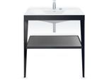 Duravit XViu Möbelwaschtisch-Kombination XV4715EB240 80 x 48 cm, 2 Hahnlöcher, schwarz hochglanz, mit Metallkonsole, schwarz matt