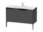 Duravit XViu Waschtisch-Unterschrank XV4712EB249P 120x48cm, 2 Schubkästen, 2 Hahnlöcher, schwarz matt, Rahmen P, graphit matt