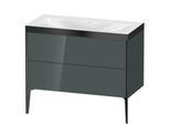 Duravit XViu Waschtisch-Unterschrank XV4711NB238P 100x48cm, 2 Auszüge, ohne Hahnloch, schwarz matt, Rahmen P, dolomiti grey hochglanz