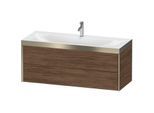 Duravit XViu Waschtisch-Unterschrank XV4617OB121P 120x48cm, 2 Schubkästen, 1 Hahnloch, champagner matt, Rahmen P, nussbaum dunkel