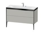 Duravit XViu Waschtisch-Unterschrank XV4712EB207P 120x48cm, 2 Schubkästen, 2 Hahnlöcher, schwarz matt, Rahmen P, betongrau matt