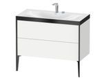 Duravit XViu Waschtisch-Unterschrank XV4711EB218P 100x48cm, 2 Auszüge, 2 Hahnlöcher, schwarz matt, Rahmen P, weiß matt