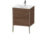 Duravit XViu Waschtisch-Unterschrank XV4709OB121C 60x48cm, 2 Auszüge, 1 Hahnloch, champagner matt, Rahmen C, nussbaum dunkel
