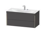 Duravit XViu Waschtisch-Unterschrank XV4616EB149C 100x48cm, 2 Schubkästen, 2 Hahnlöcher, champagner matt, Rahmen C, graphit matt