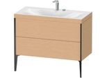 Duravit XViu Waschtisch-Unterschrank XV4711EB212C 100x48cm, 2 Auszüge, 2 Hahnlöcher, schwarz matt, Rahmen C, eiche gebürstet