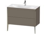 Duravit XViu Waschtisch-Unterschrank XV4711OB190C 100x48cm, 2 Auszüge, 1 Hahnloch, champagner matt, Rahmen C, flannel grey seidenmatt