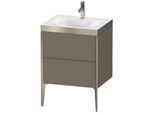 Duravit XViu Waschtisch-Unterschrank XV4709OB190P 60x48cm, 2 Auszüge, 1 Hahnloch, champagner matt, Rahmen P, flannel grey seidenmatt