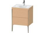 Duravit XViu Waschtisch-Unterschrank XV4709OB112C 60x48cm, 2 Auszüge, 1 Hahnloch, champagner matt, Rahmen C, eiche gebürstet