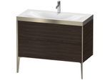 Duravit XViu Waschtisch-Unterschrank XV4711OB169P 100x48cm, 2 Auszüge, 1 Hahnloch, champagner matt, Rahmen P, nussbaum gebürstet