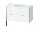 Duravit XViu Waschtisch-Unterschrank XV4711NB285C 100x48cm, 2 Auszüge, ohne Hahnloch, schwarz matt, Rahmen C, weiß hochglanz