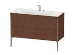 Duravit XViu Waschtisch-Unterschrank XV4712EB113C 120x48cm, 2 Schubkästen, 2 Hahnlöcher, champagner matt, Rahmen C, amerikanischer nussbaum