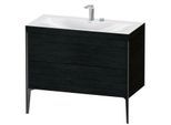 Duravit XViu Waschtisch-Unterschrank XV4711EB216C 100x48cm, 2 Auszüge, 2 Hahnlöcher, schwarz matt, Rahmen C, Eiche schwarz