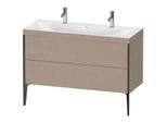 Duravit XViu Waschtisch-Unterschrank XV4713OB275C 120x48cm, 2 Auszüge, ohne Hahnloch, schwarz matt, Rahmen C, leinen