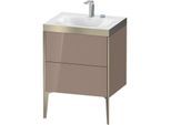 Duravit XViu Waschtisch-Unterschrank XV4709EB186P 60x48cm, 2 Auszüge, 2 Hahnlöcher, champagner matt, Rahmen P, cappucino hochglanz