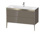 Duravit XViu Waschtisch-Unterschrank XV4712OB189P 120x48cm, 2 Schubkästen, 1 Hahnloch, champagner matt, Rahmen P, flannel grey hochglanz