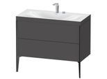 Duravit XViu Waschtisch-Unterschrank XV4711EB249C 100x48cm, 2 Auszüge, 2 Hahnlöcher, schwarz matt, Rahmen C, graphit matt