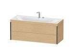 Duravit XViu Waschtisch-Unterschrank XV4617EB230C 120x48cm, 2 Schubkästen, 2 Hahnlöcher, schwarz matt, Rahmen C, Eiche natur