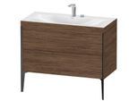 Duravit XViu Waschtisch-Unterschrank XV4711EB221C 100x48cm, 2 Auszüge, 2 Hahnlöcher, schwarz matt, Rahmen C, nussbaum dunkel