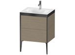 Duravit XViu Waschtisch-Unterschrank XV4709OB235P 60x48cm, 2 Auszüge, 1 Hahnloch, schwarz matt, Rahmen P, Eiche terra