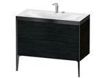 Duravit XViu Waschtisch-Unterschrank XV4711EB216P 100x48cm, 2 Auszüge, 2 Hahnlöcher, schwarz matt, Rahmen P, Eiche schwarz
