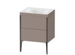 Duravit XViu Waschtisch-Unterschrank XV4709NB243C 60x48cm, 2 Auszüge, ohne Hahnloch, schwarz matt, Rahmen C, basalt matt
