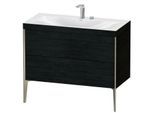 Duravit XViu Waschtisch-Unterschrank XV4711EB116C 100x48cm, 2 Auszüge, 2 Hahnlöcher, champagner matt, Rahmen C, Eiche schwarz