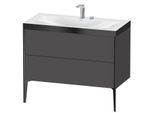 Duravit XViu Waschtisch-Unterschrank XV4711EB249P 100x48cm, 2 Auszüge, 2 Hahnlöcher, schwarz matt, Rahmen P, graphit matt
