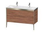 Duravit XViu Waschtisch-Unterschrank XV4713OB179P 120x48cm, 2 Auszüge, ohne Hahnloch, champagner matt, Rahmen P, nussbaum natur