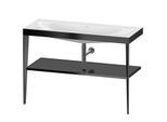 Duravit XViu Möbelwaschtisch-Kombination XV4717NB240 120 x 48 cm, ohne Hahnloch, schwarz hochglanz, mit Metallkonsole, schwarz matt