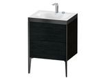 Duravit XViu Waschtisch-Unterschrank XV4709EB216P 60x48cm, 2 Auszüge, 2 Hahnlöcher, schwarz matt, Rahmen P, Eiche schwarz