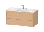 Duravit XViu Waschtisch-Unterschrank XV4616EB112C 100x48cm, 2 Schubkästen, 2 Hahnlöcher, champagner matt, Rahmen C, eiche gebürstet