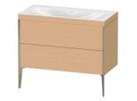 Duravit XViu Waschtisch-Unterschrank XV4711NB112C 100x48cm, 2 Auszüge, ohne Hahnloch, champagner matt, Rahmen C, eiche gebürstet