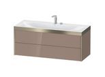 Duravit XViu Waschtisch-Unterschrank XV4617EB186P 120x48cm, 2 Schubkästen, 2 Hahnlöcher, champagner matt, Rahmen P, cappucino hochglanz