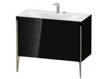 Duravit XViu Waschtisch-Unterschrank XV4711EB140C 100x48cm, 2 Auszüge, 2 Hahnlöcher, champagner matt, Rahmen C, schwarz hochglanz