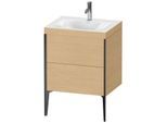 Duravit XViu Waschtisch-Unterschrank XV4709OB230C 60x48cm, 2 Auszüge, 1 Hahnloch, schwarz matt, Rahmen C, Eiche natur