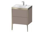 Duravit XViu Waschtisch-Unterschrank XV4709EB143P 60x48cm, 2 Auszüge, 2 Hahnlöcher, champagner matt, Rahmen P, basalt matt