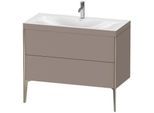 Duravit XViu Waschtisch-Unterschrank XV4711OB143C 100x48cm, 2 Auszüge, 1 Hahnloch, champagner matt, Rahmen C, basalt matt