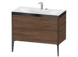 Duravit XViu Waschtisch-Unterschrank XV4711EB221P 100x48cm, 2 Auszüge, 2 Hahnlöcher, schwarz matt, Rahmen P, nussbaum dunkel