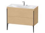 Duravit XViu Waschtisch-Unterschrank XV4711EB230C 100x48cm, 2 Auszüge, 2 Hahnlöcher, schwarz matt, Rahmen C, Eiche natur