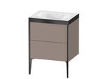 Duravit XViu Waschtisch-Unterschrank XV4709NB243P 60x48cm, 2 Auszüge, ohne Hahnloch, schwarz matt, Rahmen P, basalt matt