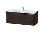 Duravit XViu Waschtisch-Unterschrank XV4617EB269P 120x48cm, 2 Schubkästen, 2 Hahnlöcher, schwarz matt, Rahmen P, nussbaum gebürstet