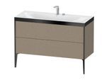 Duravit XViu Waschtisch-Unterschrank XV4712EB211P 120x48cm, 2 Schubkästen, 2 Hahnlöcher, schwarz matt, Rahmen P, eiche kaschmir