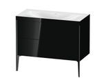 Duravit XViu Waschtisch-Unterschrank XV4711NB240C 100x48cm, 2 Auszüge, ohne Hahnloch, schwarz matt, Rahmen C, schwarz hochglanz