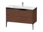 Duravit XViu Waschtisch-Unterschrank XV4712OB213P 120x48cm, 2 Schubkästen, 1 Hahnloch, schwarz matt, Rahmen P, amerikanischer nussbaum