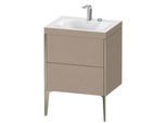 Duravit XViu Waschtisch-Unterschrank XV4709EB175C 60x48cm, 2 Auszüge, 2 Hahnlöcher, champagner matt, Rahmen C, leinen