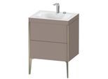 Duravit XViu Waschtisch-Unterschrank XV4709EB143C 60x48cm, 2 Auszüge, 2 Hahnlöcher, champagner matt, Rahmen C, basalt matt