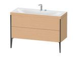 Duravit XViu Waschtisch-Unterschrank XV4712EB212C 120x48cm, 2 Schubkästen, 2 Hahnlöcher, schwarz matt, Rahmen C, eiche gebürstet