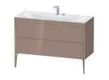 Duravit XViu Waschtisch-Unterschrank XV4712EB186C 120x48cm, 2 Schubkästen, 2 Hahnlöcher, champagner matt, Rahmen C, cappucino hochglanz
