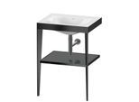 Duravit XViu Möbelwaschtisch-Kombination XV4714NB289 60 x 48 cm, ohne Hahnloch, flannel grey hochglanz, mit Metallkonsole, schwarz matt
